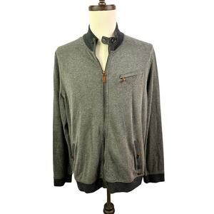 Ted Baker London Jacket men’s 7 Gray Sporty Cotton Modal Blend Full Zip Pockets